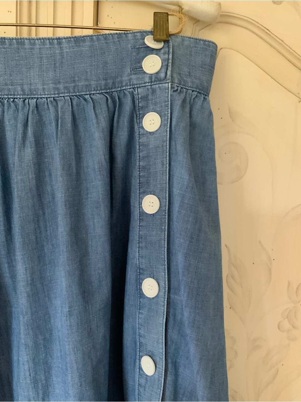 Talbots Chambray Button-Front Circle Skirt in Light Blue - Picture 4 of 6